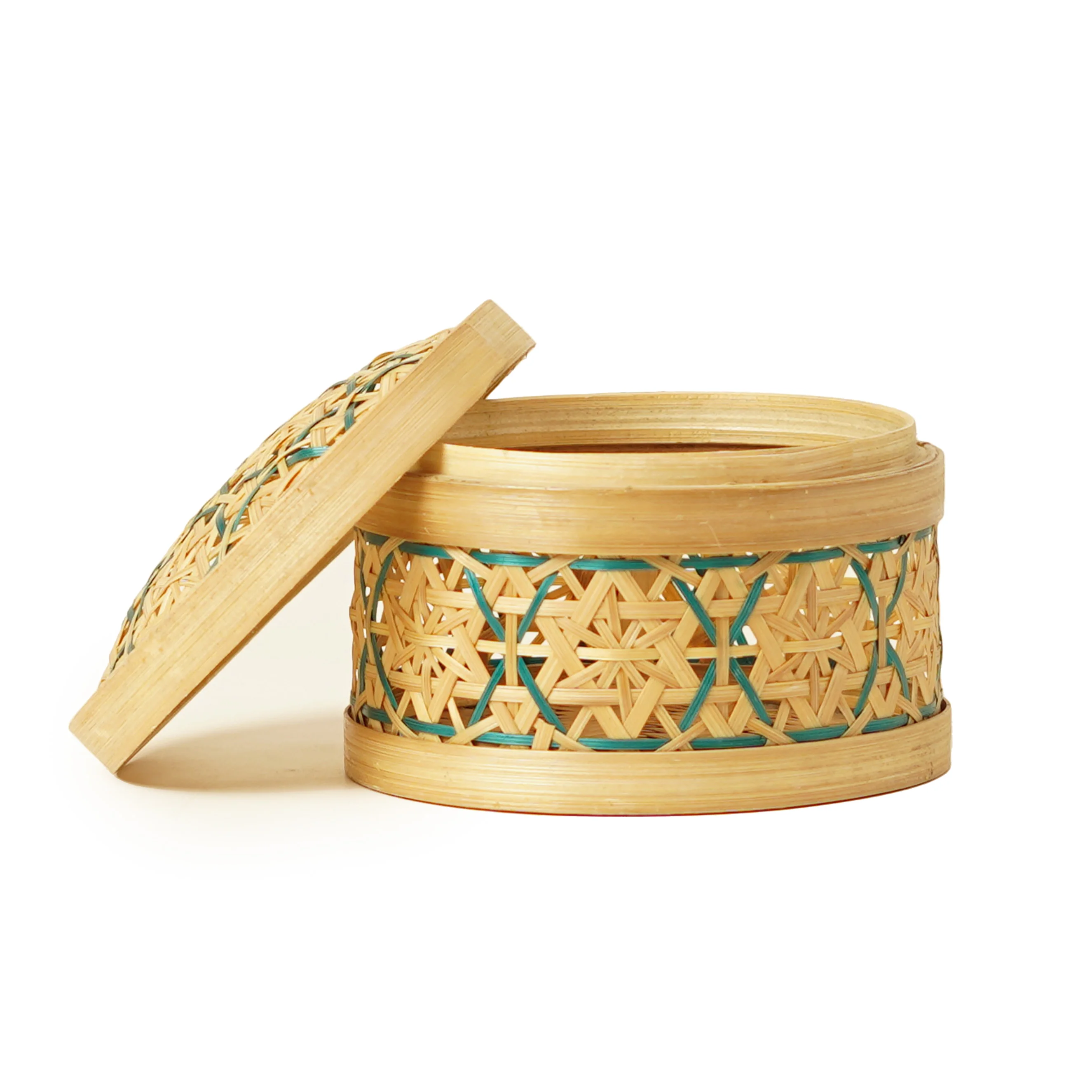 Natural & Green Dual-Tone Bamboo Multipurpose Box with Lid