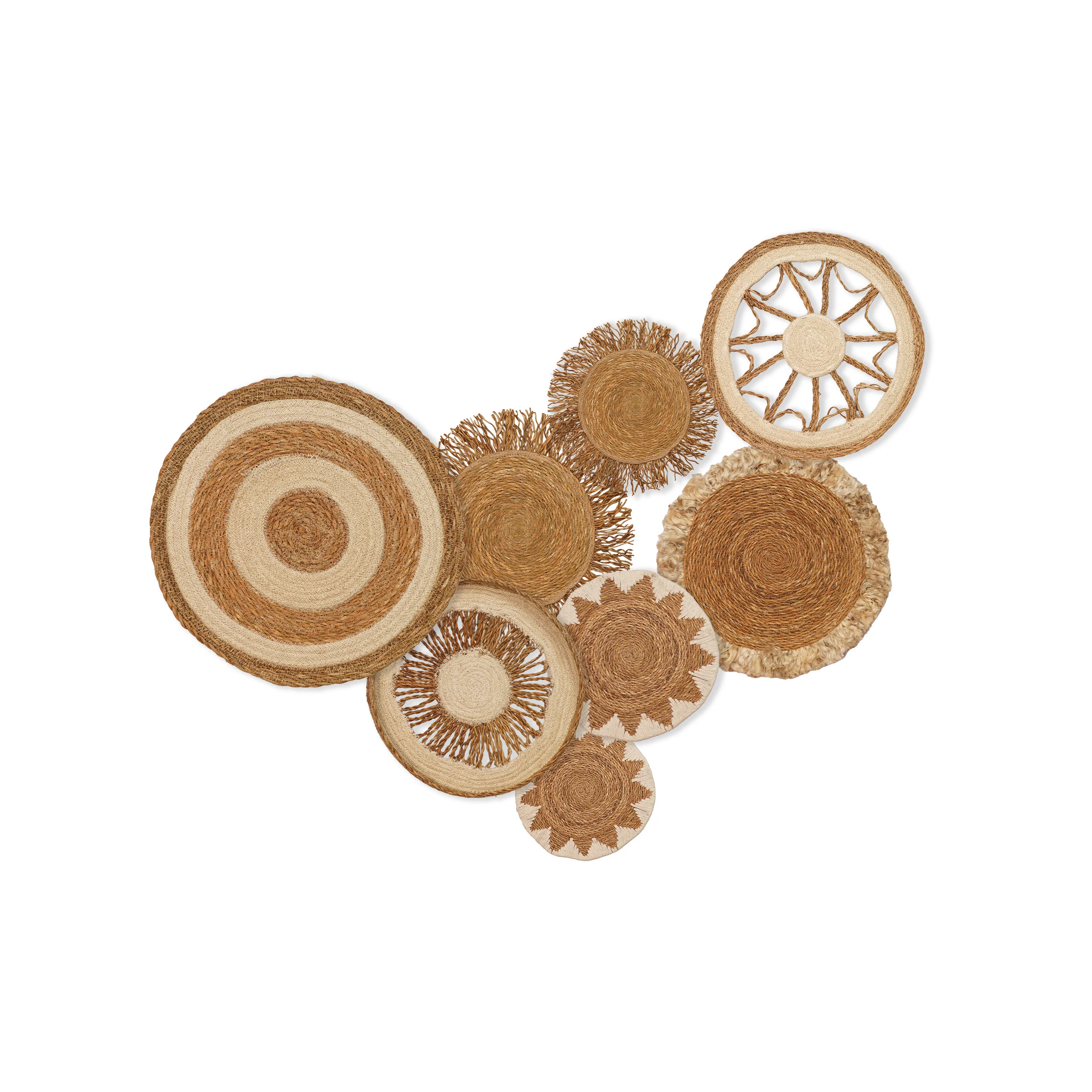 Handcrafted Jute Basket Wall Décor Set (8 Pcs)