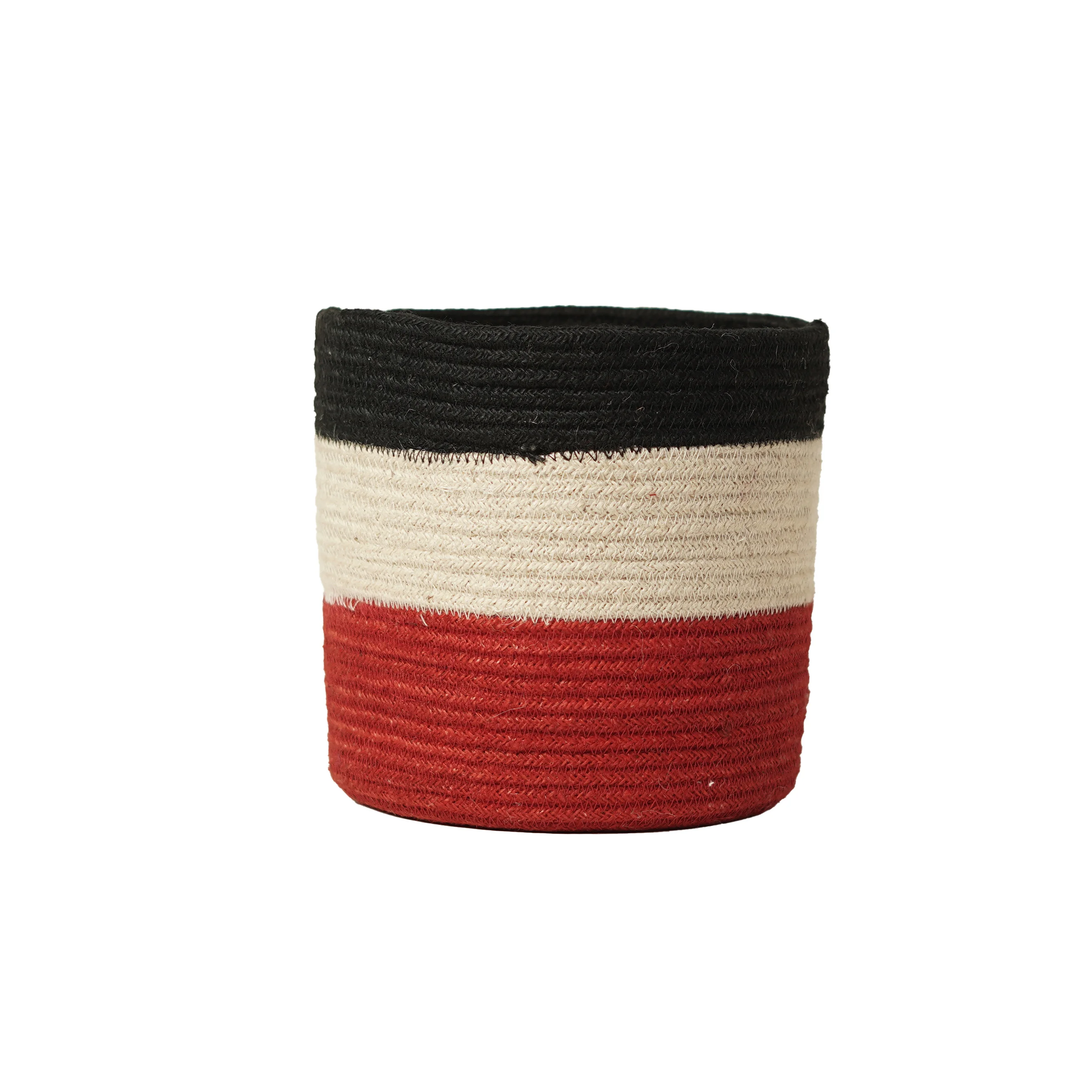 Handwoven Jute Planter Basket Set (3 pcs) with Natural Color Accents - Thumbnail 2